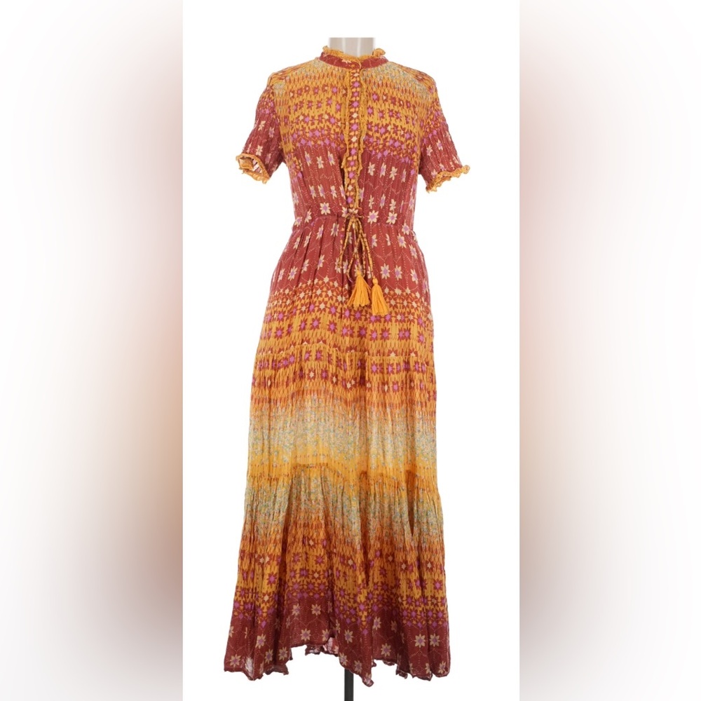 Free People Rare Feeling Maxi Dress Boho Floral Tassel - Picture 2 of 6